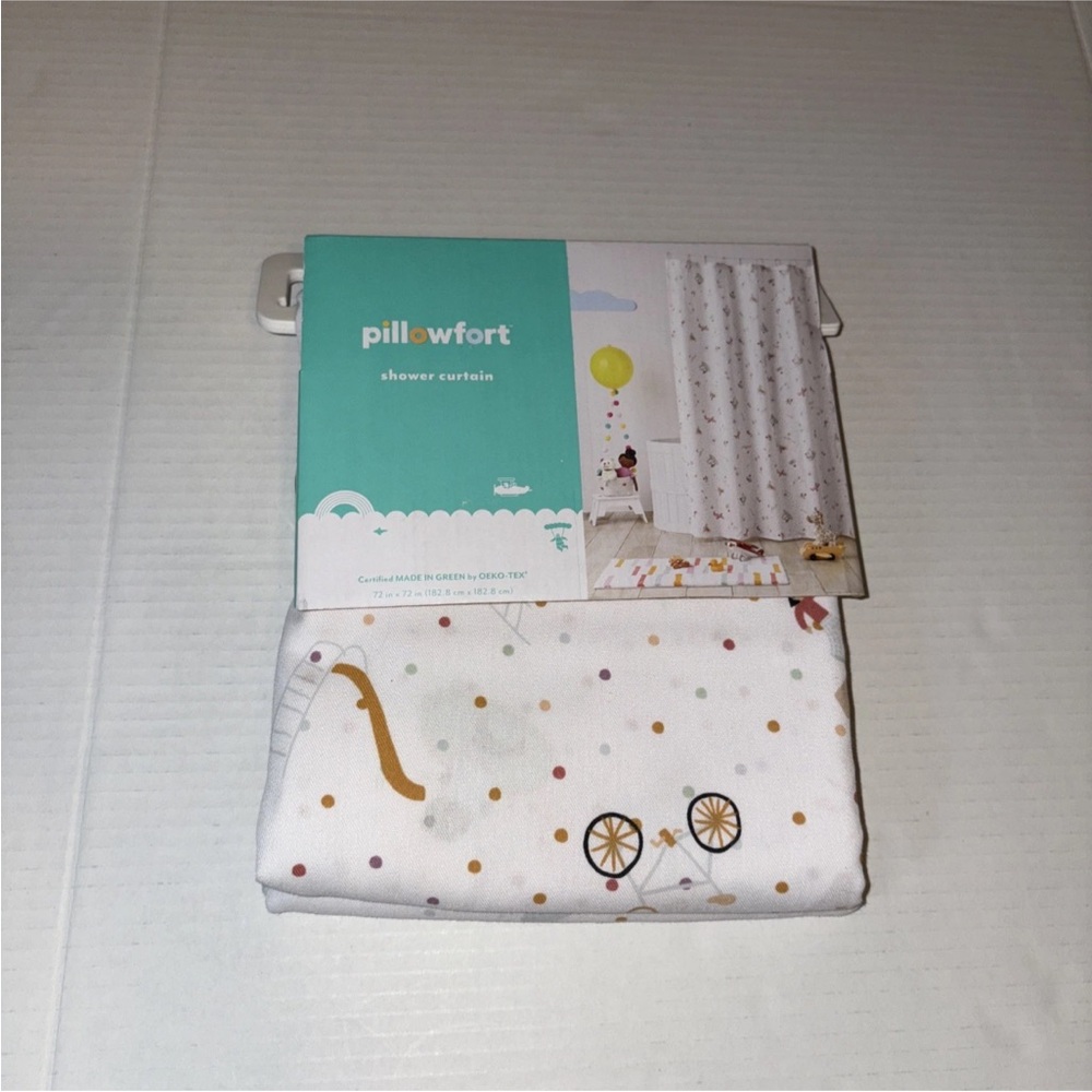 Pillowfort White and Yellow Shower Curtain